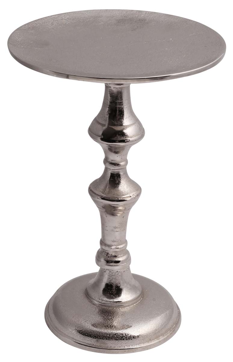 13.5” Aluminum Pillar Candle-Holder – Silver Tone – Wholesale Vintage-Look Décor / Housewarming Gifts